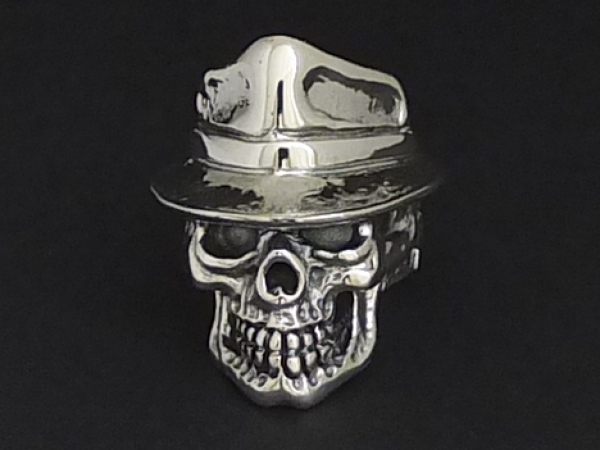 Bikerschmuck Totenkopfring Skull mit Hut